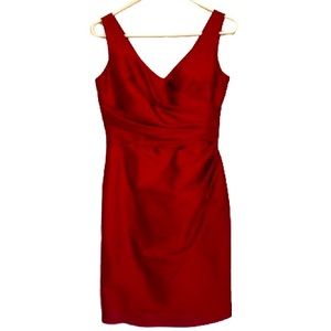 ALFRED SUNG SLEEVELESS RED DRAPED COCKTAIL PROM HOMECOMING DRESS SIZE 6